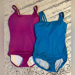 Lands' End Women's One Piece Swimsuits - Purple and Blue